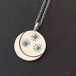 Super sweet MQuan crescent Moon pendant. 3 turquoise
